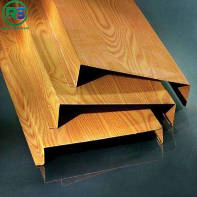 Wood Color Aluminum Strip False Ceiling Windproof 150mm 200mm