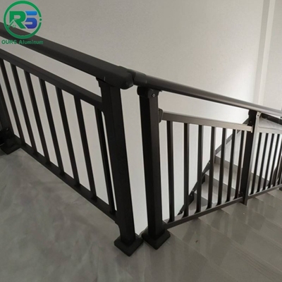 Black Simple Style PVDF PPG Aluminum Hand Railing For Stairs Steps Ready-To-Assemble