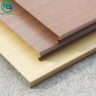 Commercial Acoustic Aluminium Strip Ceiling Bark Color Straight Edge