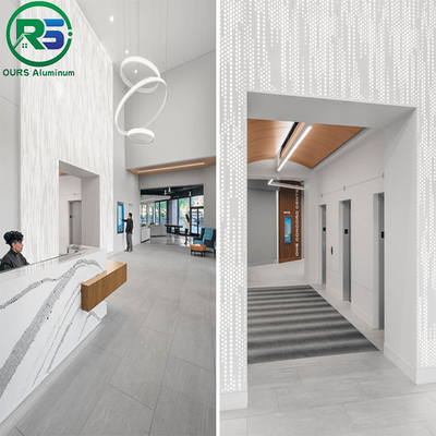 Environmental Friendly Linear Suspended Metal Ceiling 0.9mm White Aluminum Ceiling