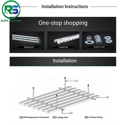 Environmental Friendly Linear Suspended Metal Ceiling 0.9mm White Aluminum Ceiling